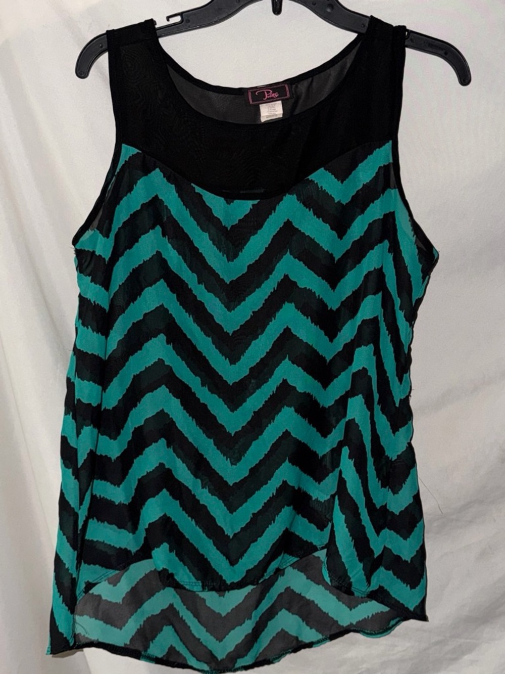 Pinc Black and Teal Chevron Sleeveless Tank